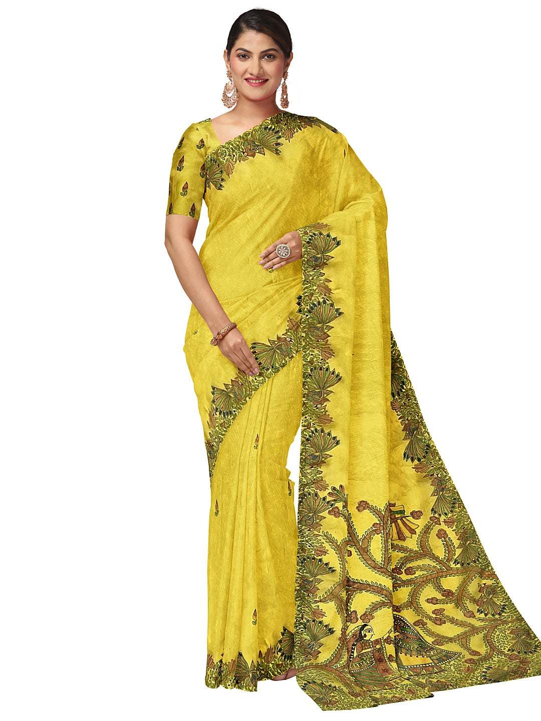 Hand-Painted Madhubani Mayur Saree